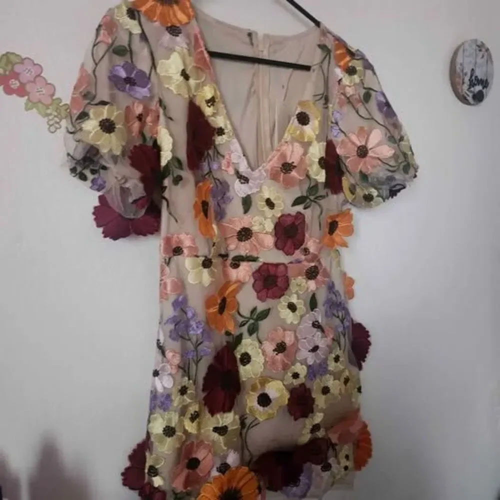 Ran Rui Floral Embroidered Mini Dress New With Tags Size S